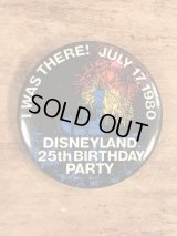 Disneyland “25th Birthday Party” Pinback　ディズニーランド　ビンテージ　缶バッジ　缶バッチ　80年代