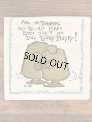 酔っ払いのイラストが描かれたヴィンテージペーパーナプキン