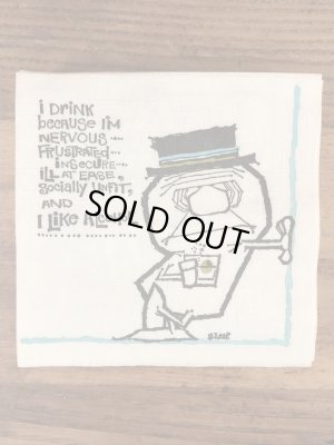 酔っ払いのイラストが描かれたヴィンテージペーパーナプキン