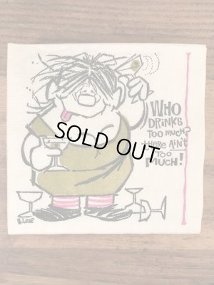 酔っ払いのイラストが描かれたヴィンテージペーパーナプキン