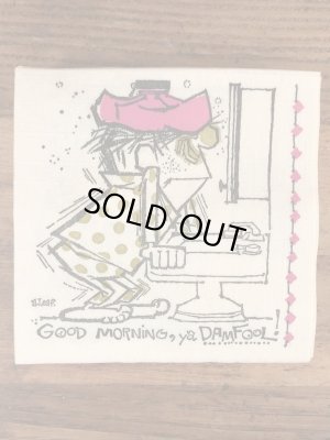 酔っ払いのイラストが描かれたビンテージ紙ナプキン