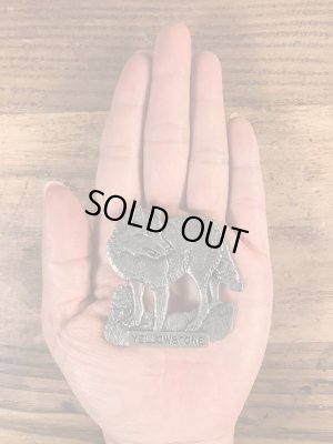 イエローストーンのオオカミのビンテージマグネット