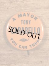 A Mayor Tony Carabello You Can Trust Pinback　市長　ビンテージ　缶バッジ　缶バッチ　〜70年代