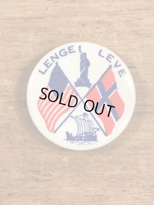 ノルウェー系アメリカ人の国旗が描かれたビンテージ缶バッジ