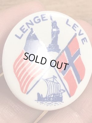 ノルウェー系アメリカ人の国旗が描かれたビンテージ缶バッジ