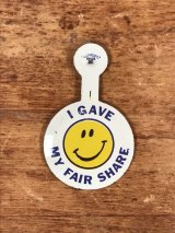 Smile Face “I Gave My Fair Share” Tin Tab　スマイル　ビンテージ　タブ　バッジ　70年代