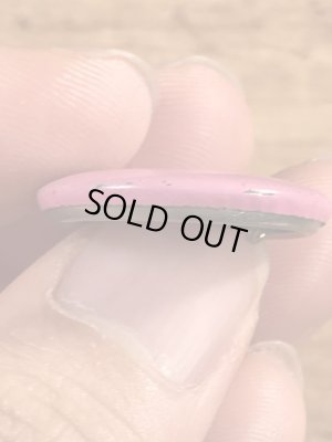 目が$マークになったスマイルのビンテージ缶バッジ