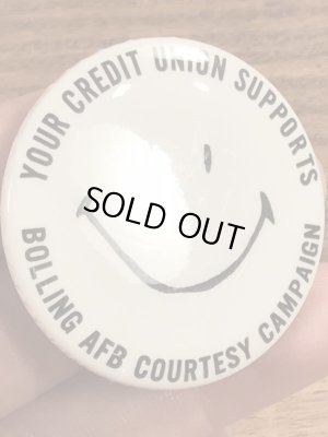 70年代〜頃の信用組合のスマイルのビンテージ缶バッジ