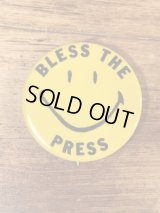 Bless The Press Smile Face Pinback　スマイル　ビンテージ　缶バッジ　缶バッチ　70年代〜