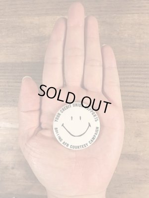 70年代〜頃の信用組合のスマイルのビンテージ缶バッジ