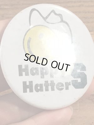 70年代〜頃のハットを被ったスマイルのビンテージ缶バッジ