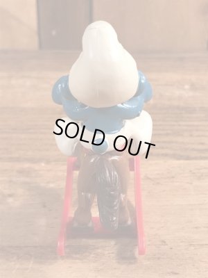 ロッキングホースに乗ったスーパースマーフのヴィンテージPVCフィギュア