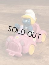 Schleich Super Smurfette “Pink Open Car” PVC Figure　スマーフェット　ビンテージ　PVCフィギュア　スーパースマーフ　70〜80年代