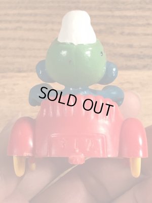 オープンカーに乗ったスーパースマーフのヴィンテージPVCフィギュア