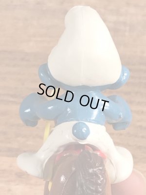 ロッキングホースに乗ったスーパースマーフのヴィンテージPVCフィギュア