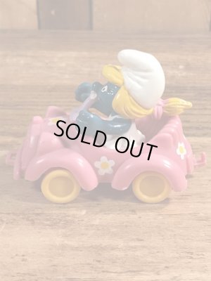 オープンカーに乗ったスマーフェットのヴィンテージPVCフィギュア