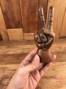 他の写真2: Wooden Peace Sign Figurine　ピースサイン　ビンテージ　置物　木彫り　70年代