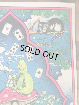 60〜70年代頃のアリスインワンダーランドのパロディのビンテージブラックライトポスター