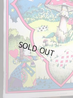 60〜70年代頃のアリスインワンダーランドのパロディのビンテージブラックライトポスター