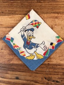 他の写真1: Disney Character “Donald Duck” Cotton Kids Handkerchief　ドナルドダック　ビンテージ　キッズハンカチ　ダックファミリ―　50年代