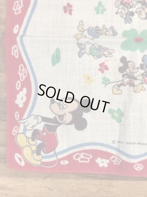 50年代頃のミッキーマウスとディズニーキャラクターのビンテージキッズハンカチ