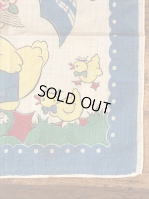 50’sのヒヨコの親子が描かれたヴィンテージの子供用ハンカチ