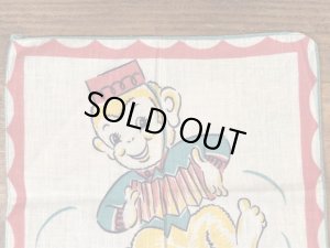 50年代頃のアコーディオンを弾いたサルのビンテージキッズハンカチ