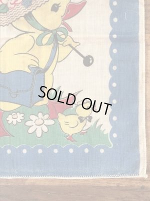 50’sのヒヨコの親子が描かれたヴィンテージの子供用ハンカチ