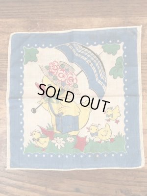 50’sのヒヨコの親子が描かれたヴィンテージの子供用ハンカチ