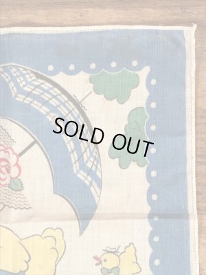 50’sのヒヨコの親子が描かれたヴィンテージの子供用ハンカチ