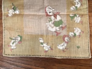 50’sのアヒルの親子が描かれたヴィンテージの子供用ハンカチ