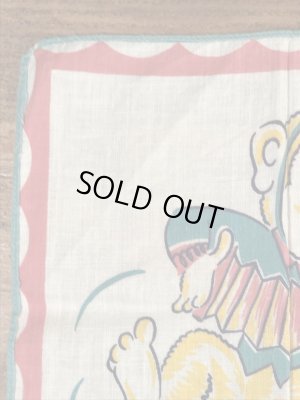 50年代頃のアコーディオンを弾いたサルのビンテージキッズハンカチ