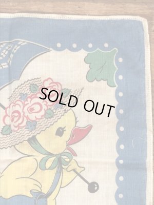 50’sのヒヨコの親子が描かれたヴィンテージの子供用ハンカチ