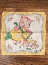 Banjo Pig Cotton Kids Handkerchief　ブタ　ビンテージ　キッズハンカチ　50年代