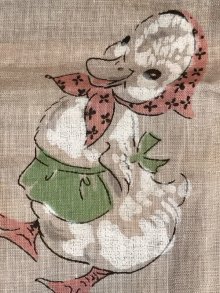 他の写真1: Duck Family Cotton Kids Handkerchief　アヒル　ビンテージ　キッズハンカチ　50年代