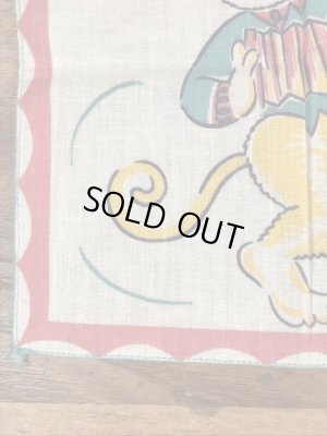 50年代頃のアコーディオンを弾いたサルのビンテージキッズハンカチ