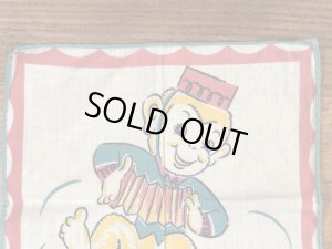 50年代頃のアコーディオンを弾いたサルのビンテージキッズハンカチ