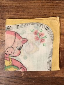 他の写真2: Banjo Pig Cotton Kids Handkerchief　ブタ　ビンテージ　キッズハンカチ　50年代