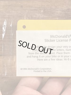 90’s　ヴィンテージ　マクドナルド　ライセンスプレート　雑貨