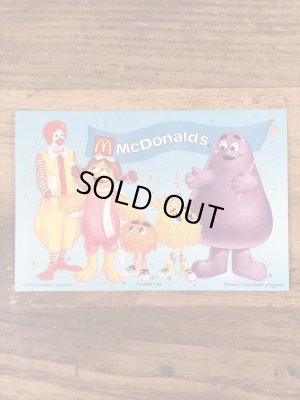 80年代　ビンテージ　マクドナルド　ポストカード　グリマス　ロナルド　紙物
