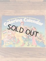 Ronald McDonald Sticker Fun “1982” Coloring Calendar　マクドナルド　ビンテージ　カラーリングブック　ロナルド　80年代