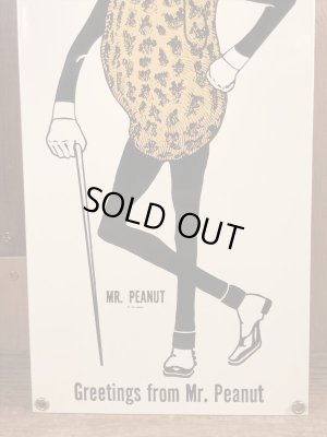 90’sのアドバタイジングキャラクターのミスターピーナッツのヴィンテージのメタルサイン