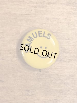 70年代頃のスマイルフェイスのビンテージの缶バッジ