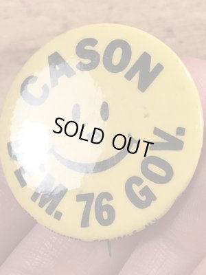 70’sのCason Dam.76 Gov.のスマイルのヴィンテージの缶バッチ