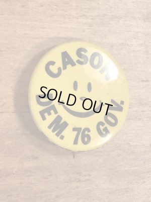 70年代頃のCason Dam.76 Gov.のスマイルフェイスのビンテージの缶バッジ