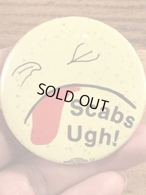 70年代頃のScabs Ugh!のスマイルのビンテージの缶バッジ