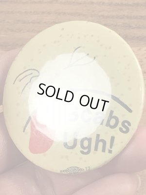 70’sのScabs Ugh!のスマイルフェイスのヴィンテージの缶バッチ