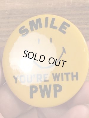 70’sの企業物のスマイルのヴィンテージの缶バッチ