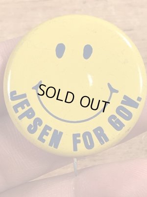 70年代頃のJepsen For Gov.のスマイルのビンテージの缶バッジ