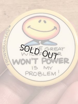 80年代頃のメッセージとスマイルが描かれたビンテージの缶バッチ